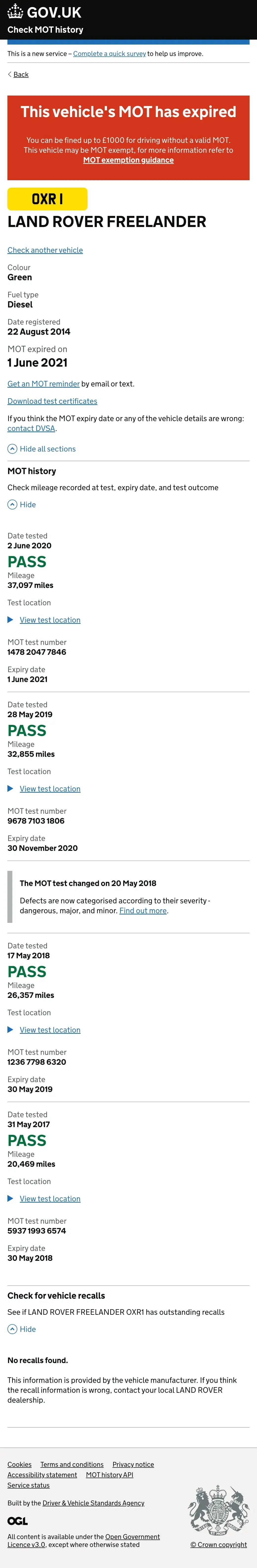 DVSA MOT Checker - Mobile version